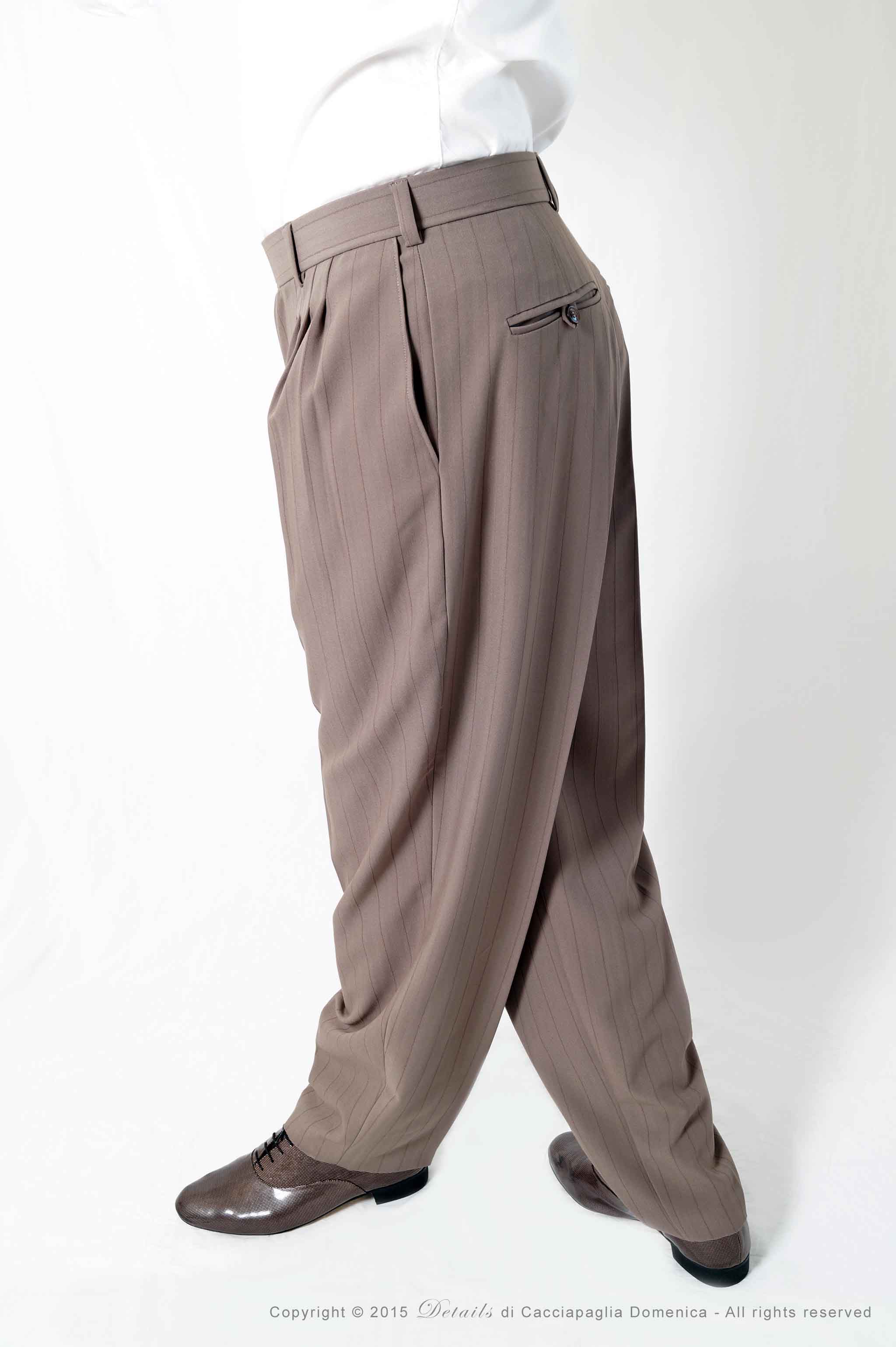 Pantalone Gessato Largo Beige